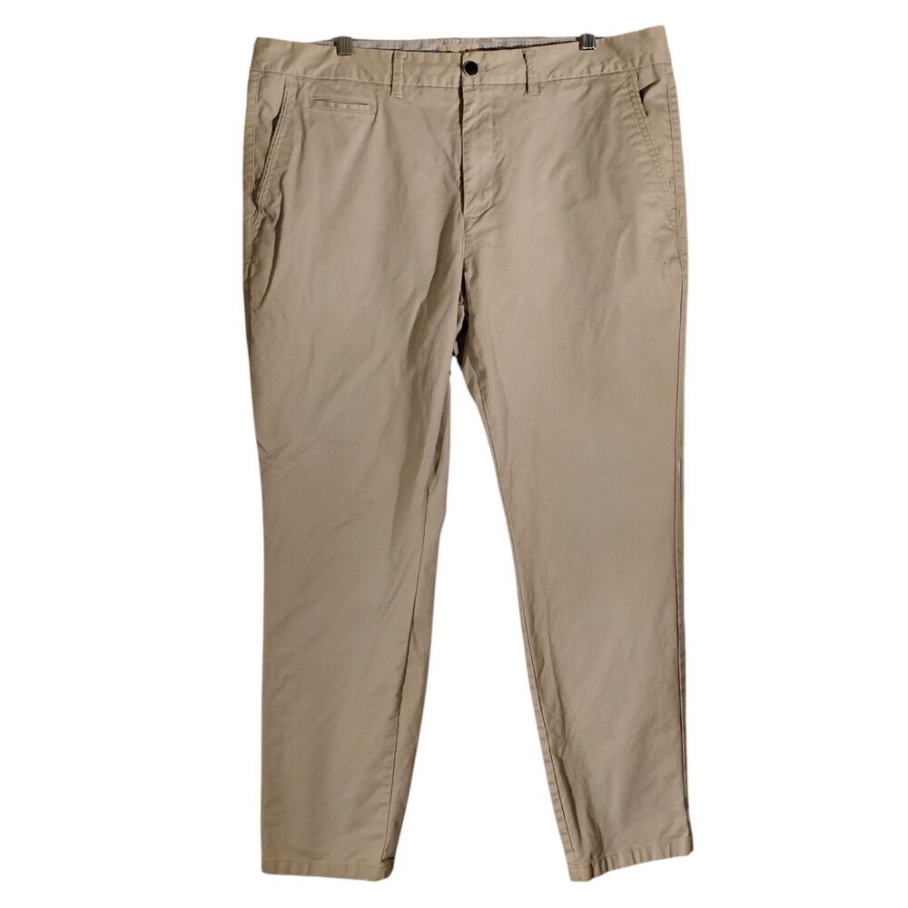 Perk pants mens 38x30 beige slim fit stretch khaki flar front golf chino casual